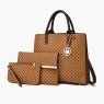【AE84】3pcs Geometric Pattern Tote Bag Set, Vintage Shoulder Handbag & Chain Crossbody Bag & Wrist Coin Purse