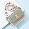 【AE46】Cat Chain Decor Crossbody Bag, Trendy Wide Strap Shoulder Bag, Women's Two Tone Flap Purse