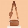 【AE167】Women's Argyle Quilted Zipper Shoulder Bag with Mini Coin Purses, Casual Crossbody Square Bag