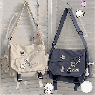 【AE147】Kawaii Pins Decor Messenger Bag with Release Buckle, Large Capacity School Crossbody Bag
