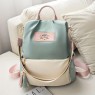 【AE216】Color Contrast Backpack Purse, Letter Patch Decor Travel Schoolbag, Fashion Two-way Shoulder Bag