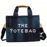 【AE225】Splicing Denim Tote Bag by Trendy Travel - Women's Crossbody Handbag For Work