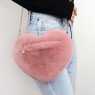 【AE159】Heart Shaped Fluffy Shoulder Bag by CuteZipper - Fashion Chain Crossbody Bag for Valentine's Day