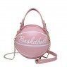 【AE148】Mini Letter Graphic Basketball Design Circle Bag Fashion Chain Shoulder Round Purse Hand Zipper Bag