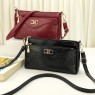 【AE124】Flower Embossed Zipper Crossbody Bag, Elegant Metal Decor Shoulder Purse by XXX for Women