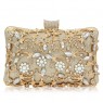 【AE173】Rhinestone Decor Hand Box Bag Flower Pattern Clutch Evening Purse Small Chain Square Bag for Party