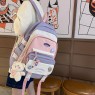 【AE212】New Student Schoolbag, Fashion Contrast Color College Style Backpack, Cute Badge Decor Bag