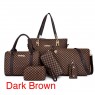 【AE94】6pcs Geometric Pattern Tote Bag Set, Fashion Faux Leather Handbag & Crossbody Bag & Clutch Wallet & Wristlet & Key Case