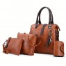 【AE81】Retro Fashion Tote Bag Set with Keychain Decor - Stylish Shoulder Bag for Women, Large Capacity