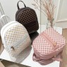 【AE205】Trendy Geometric Pattern Zipper Backpack by Prada, Women's Faux Leather Bag for Work & School