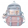 【AE207】Women's Colorblock Large Capacity Backpack, Harajuku Style Cartoon Graphic Schoolbag