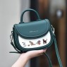 【AE27】Animal Embroidery Saddle Bag, Trendy Faux Leather Crossbody Bag, Women's Top Handle Flap Purse