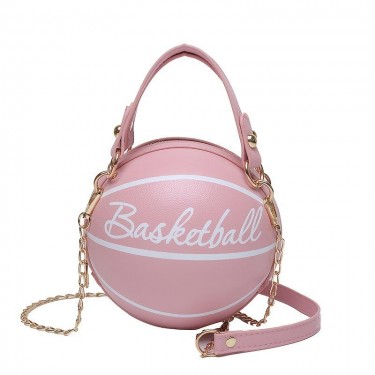 【AE148】Mini Letter Graphic Basketball Design Circle Bag Fashion Chain Shoulder Round Purse Hand Zipper Bag