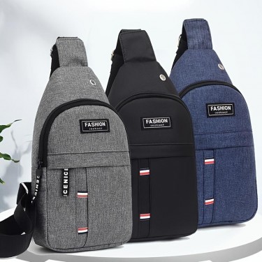 【AE136】Men's Canvas Chest Bag with Eyelets for Fashionable and Versatile Use