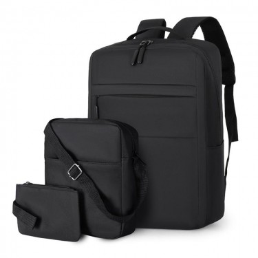【AE83】3pcs Functional Backpack Set with Charging Port, Square Crossbody Bag, Large Capacity Business Daypack - Keyword: Backpack Set, Charging Port, Business Daypack