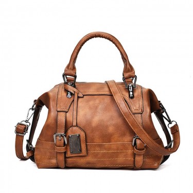 【AE143】Trendy Retro Style Faux Leather Handbag for Women, Fashionable Crossbody Bag with Double Handles
