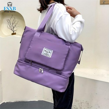 【AE131】Foldable Tote Bag with Large Capacity Gym Sports Tote Bag for Travel Weekender, Dry And Wet Separation